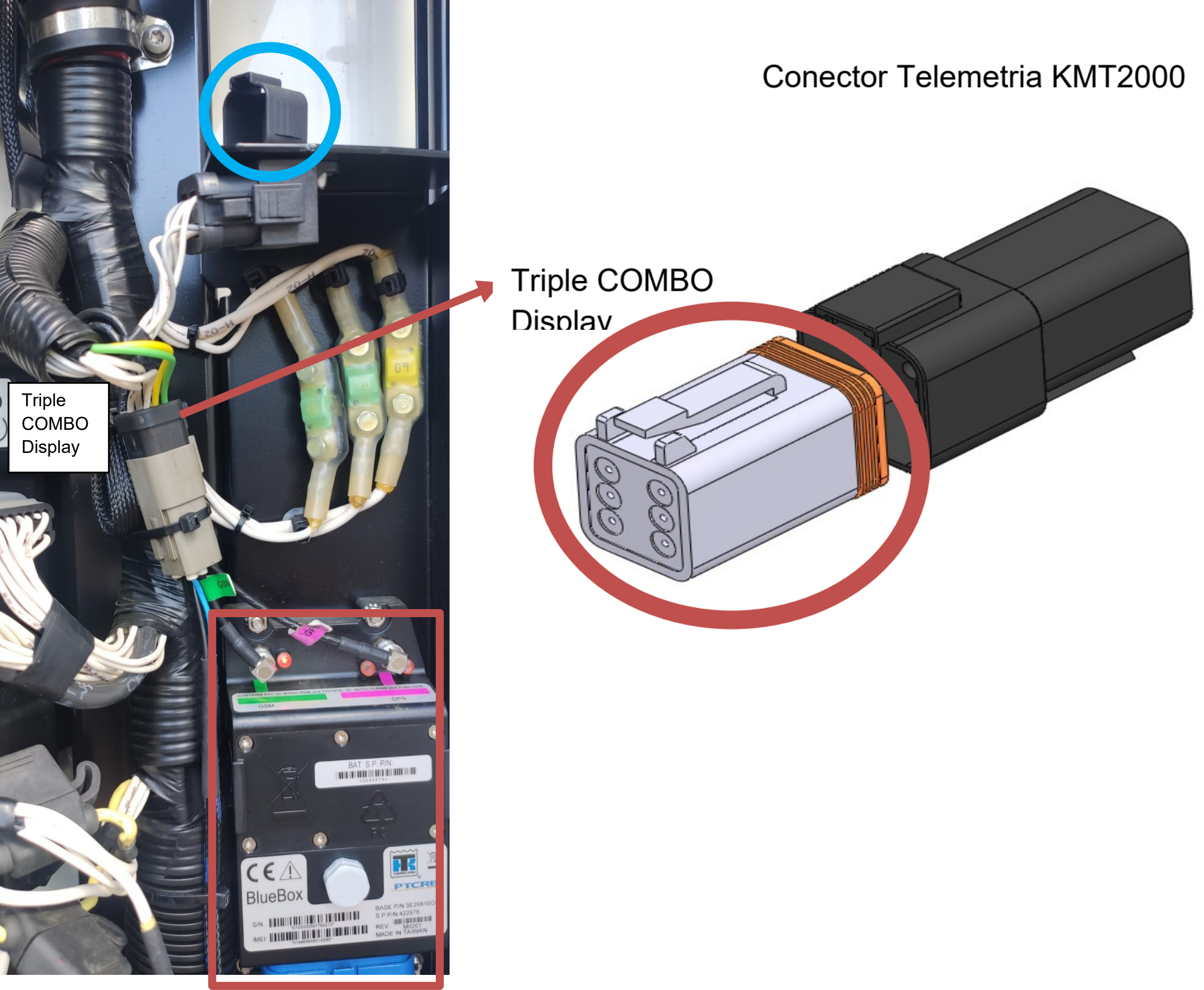 Conector Triple Combo Display do ThermoKing A500