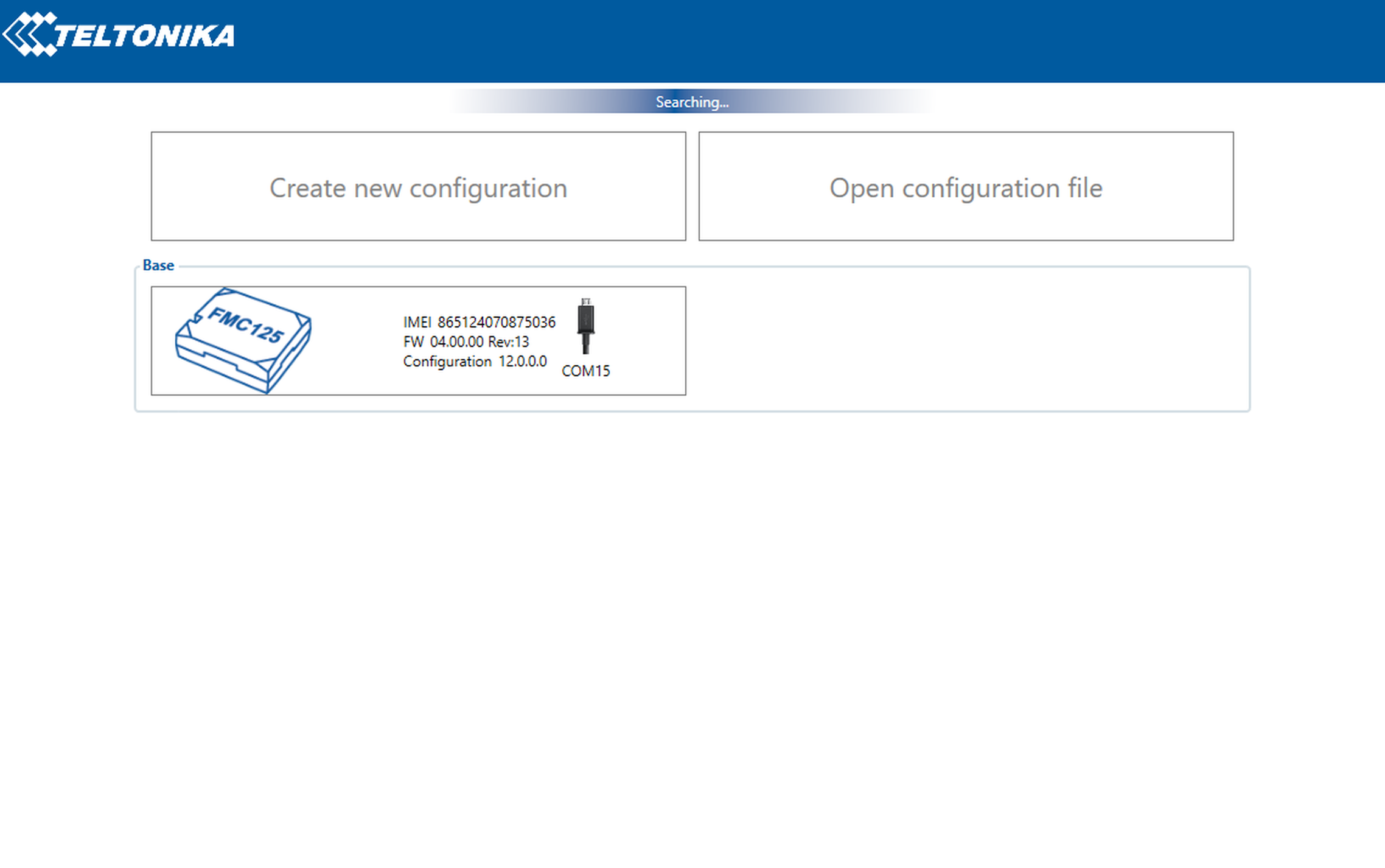 Reconhecimento do modem no Teltonika Configurator