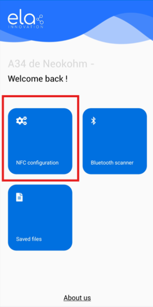 Selecionar a opção NFC Configuration