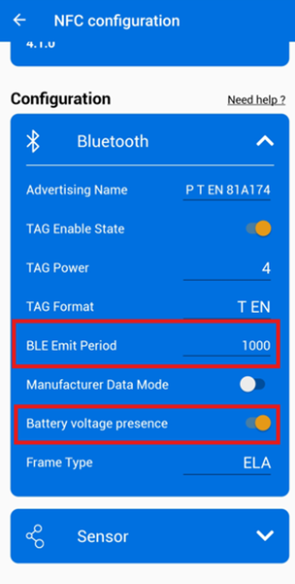 Controle da identificação do sensor ELA