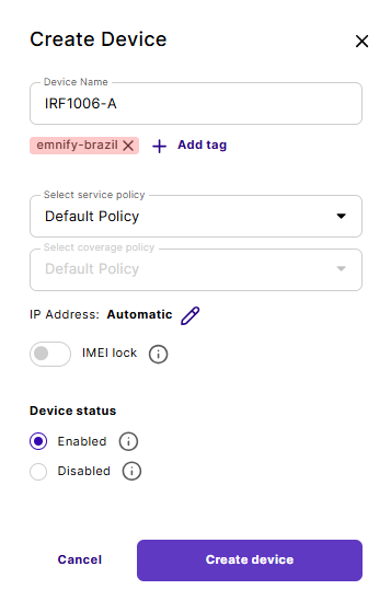Create Device Emnify
