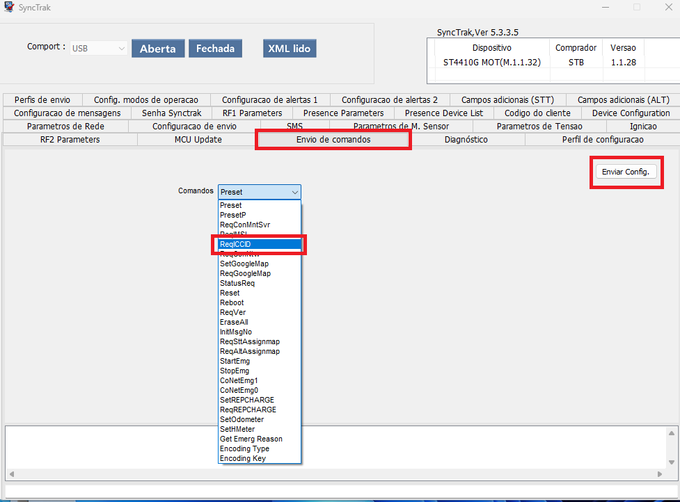 Coleta do ICCID pelo SyncTrack