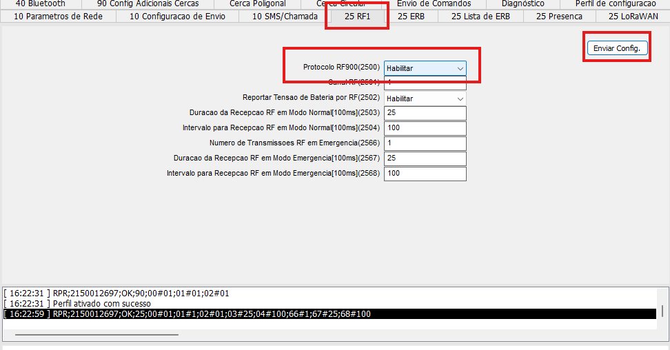 Configuração RF1 ST8395